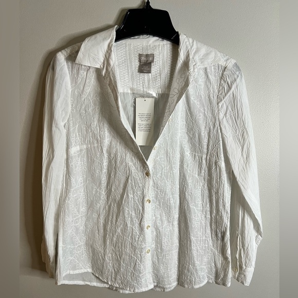 Chico's Tops - CHICOS White embroidered long sleeve shirt